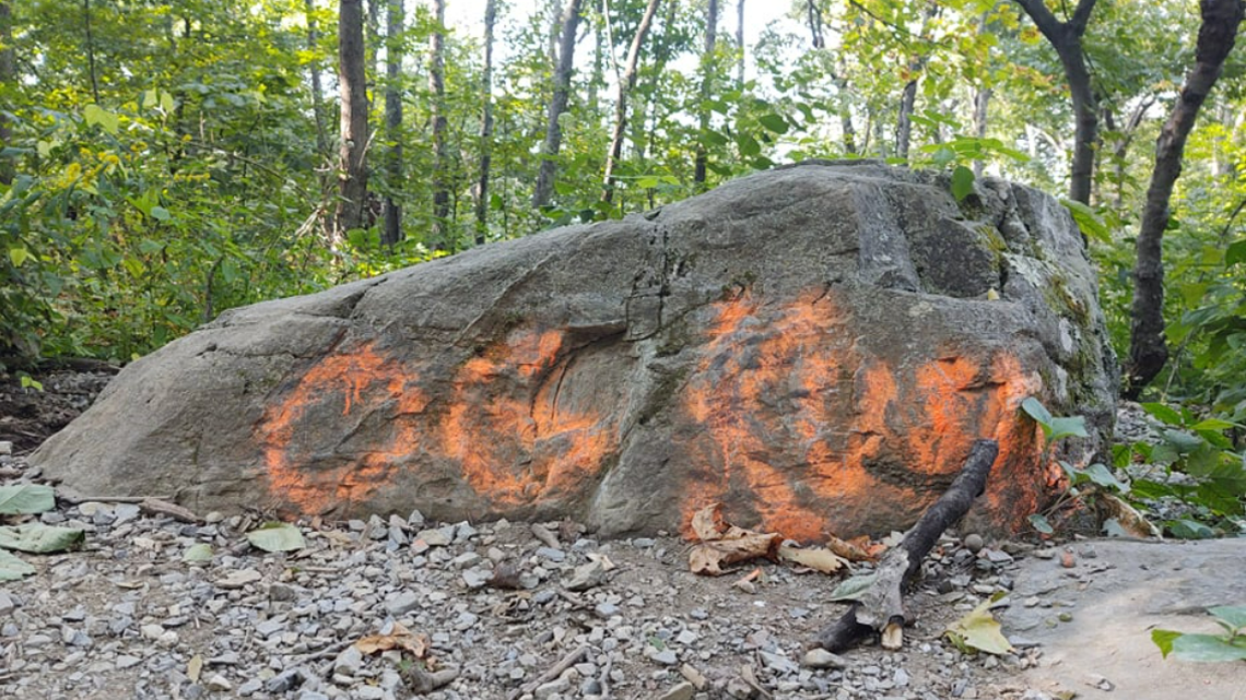 National Park Service officials posted multiple photos on Facebook showing vandals had taken spray paint to large boulders along the Blue Ridge Parkway.