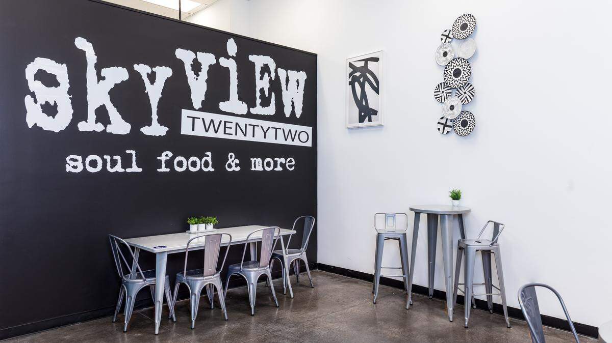 The dining room at Skyview22 Soul Food & More.