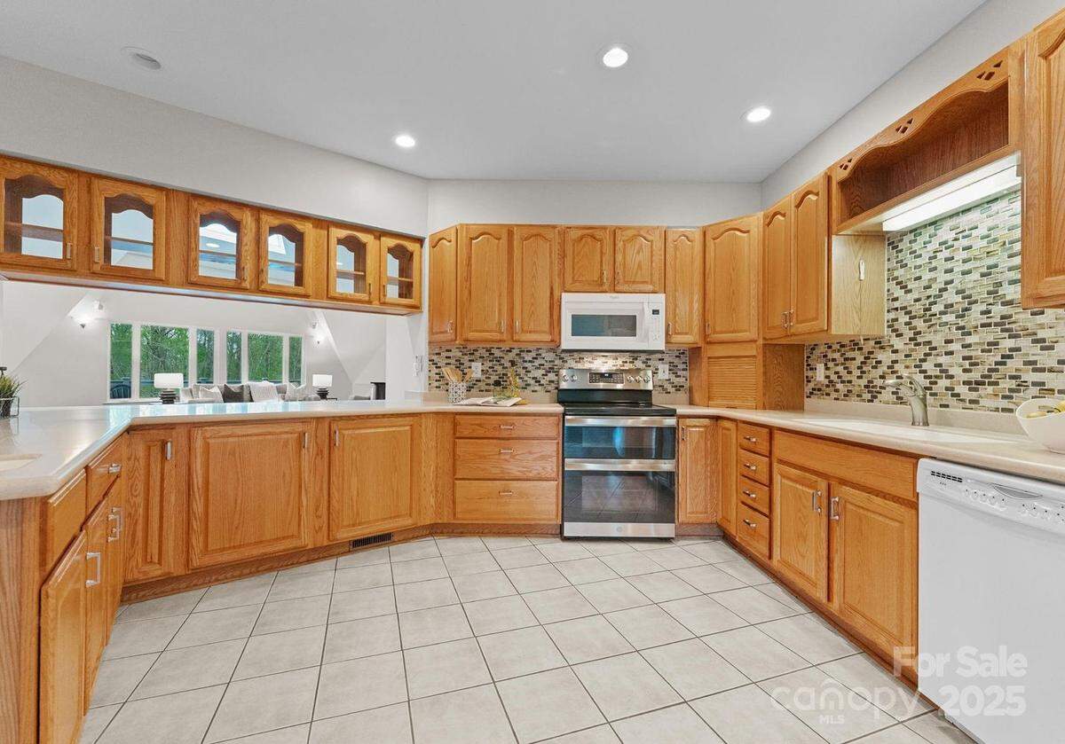 Shown is the kitchen area of the spacious dome home.