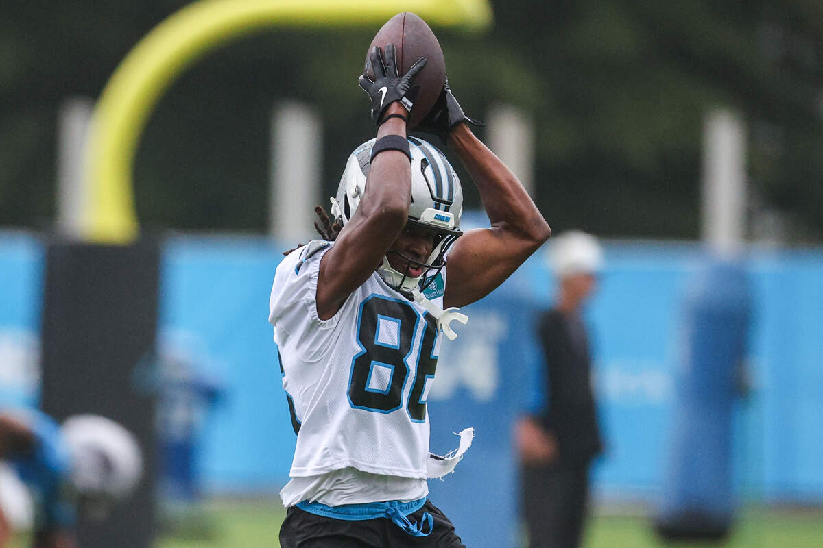Panthers wide receiver Ja’seem Reed practices during training camp in Charlotte on Sunday, July 26, 2026.