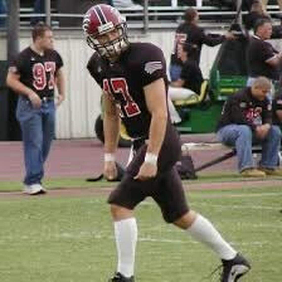 Dave Canales, head coach of the Carolina Panthers, during his college career as a wide receiver at Azusa Pacific University.