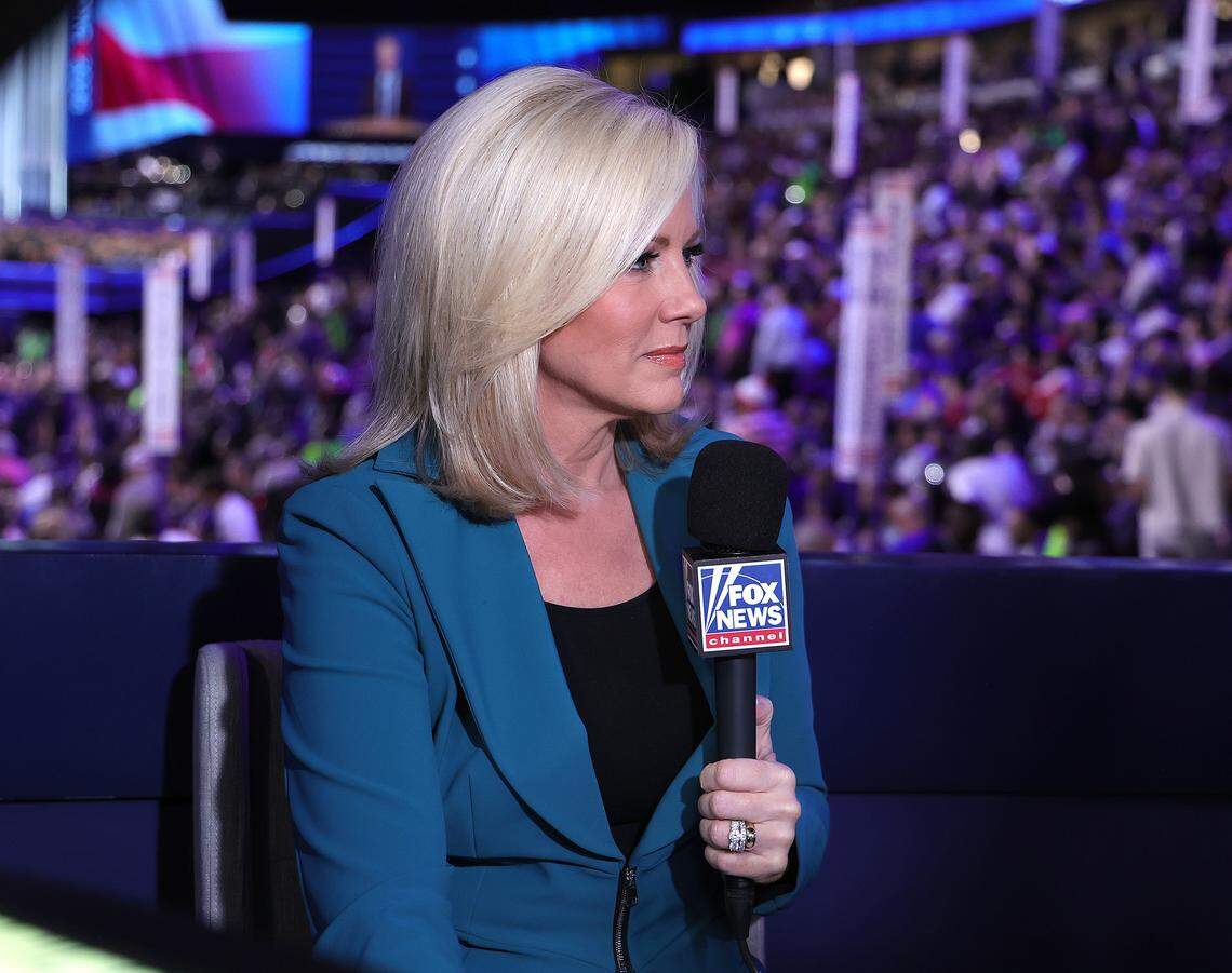 Shannon Bream works for Fox News at the Democratic National Convention in Chicago in August 2024.