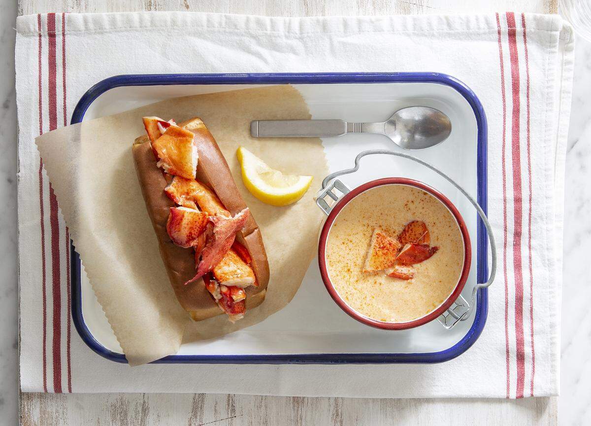 Mason’s Famous Lobster Rolls has a variety of lobster rolls to choose from, and you can pair them with lobster bisque.