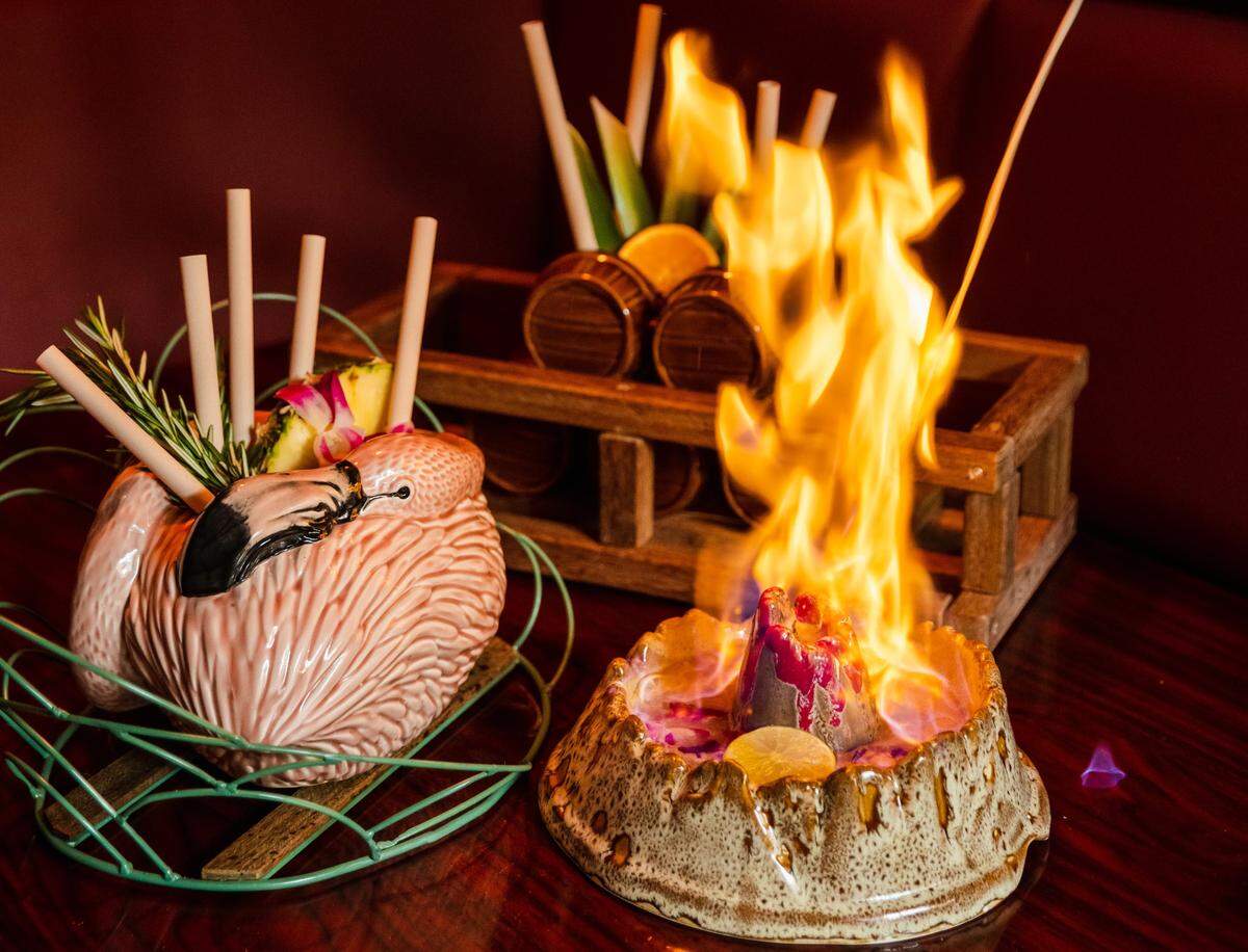 The Dragon at The Royal Tot, a tropical-themed rooftop bar.