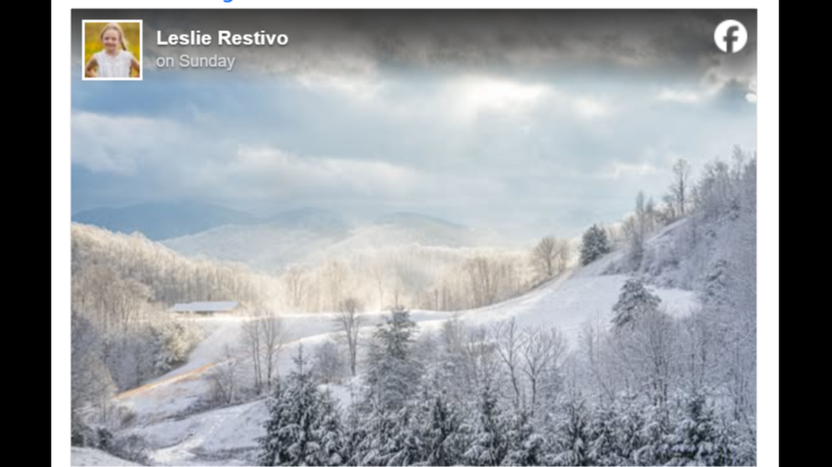 Leslie Restivo posted this image of snow near Boone on Sunday, Dec. 7. More than a foot fell in parts of the North Carolina mountains.