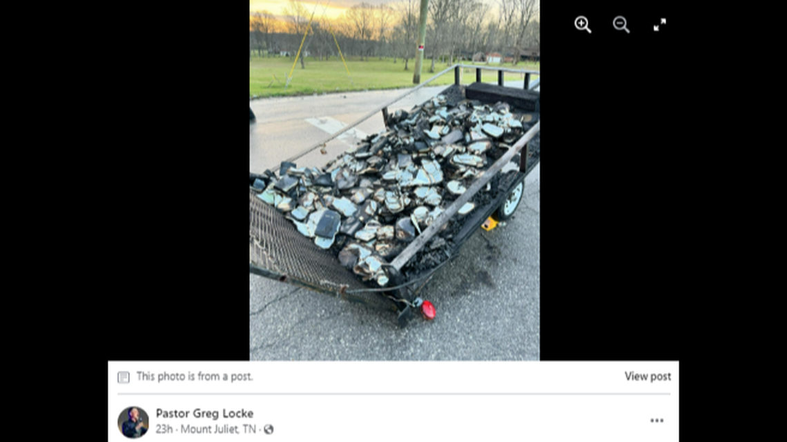 The fire was discovered It happened around 6 a.m. Sunday, March 31, at an intersection in Mt. Juliet, officials say.