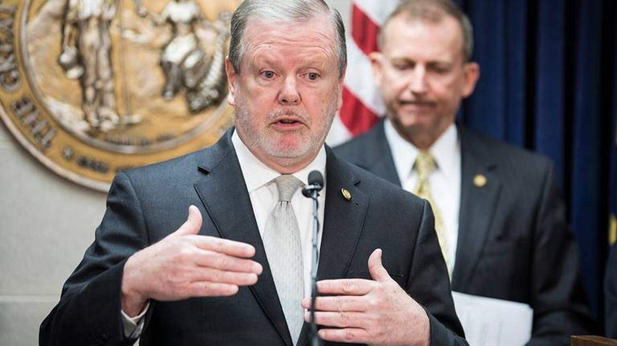 N.C. Republican leader Sen. Phil Berger answers questions at a 2019 press conference. In an op-ed column on Sunday Berger said full, in-person instruction is critical for the success of N.C. students. “Parents should have the option to send their children to school full-time, and Gov. Roy Cooper should open schools for those students,” he wrote.