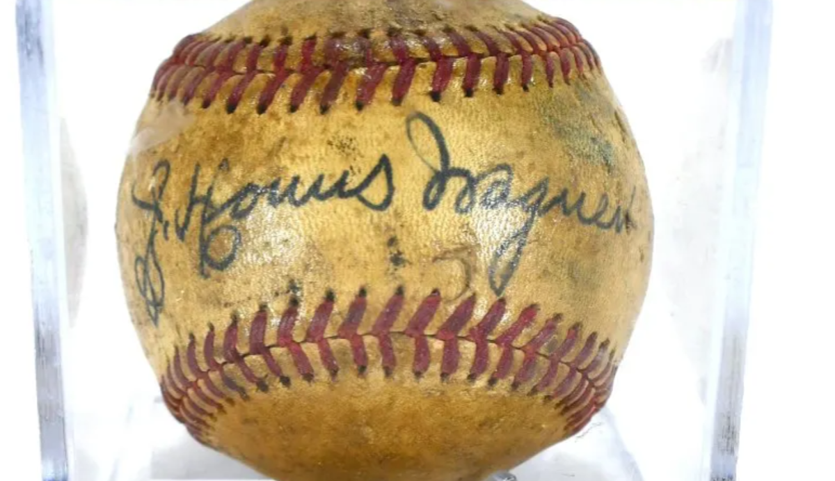Bidding starts at $3,500 for this signed Honus Wagner baseball.