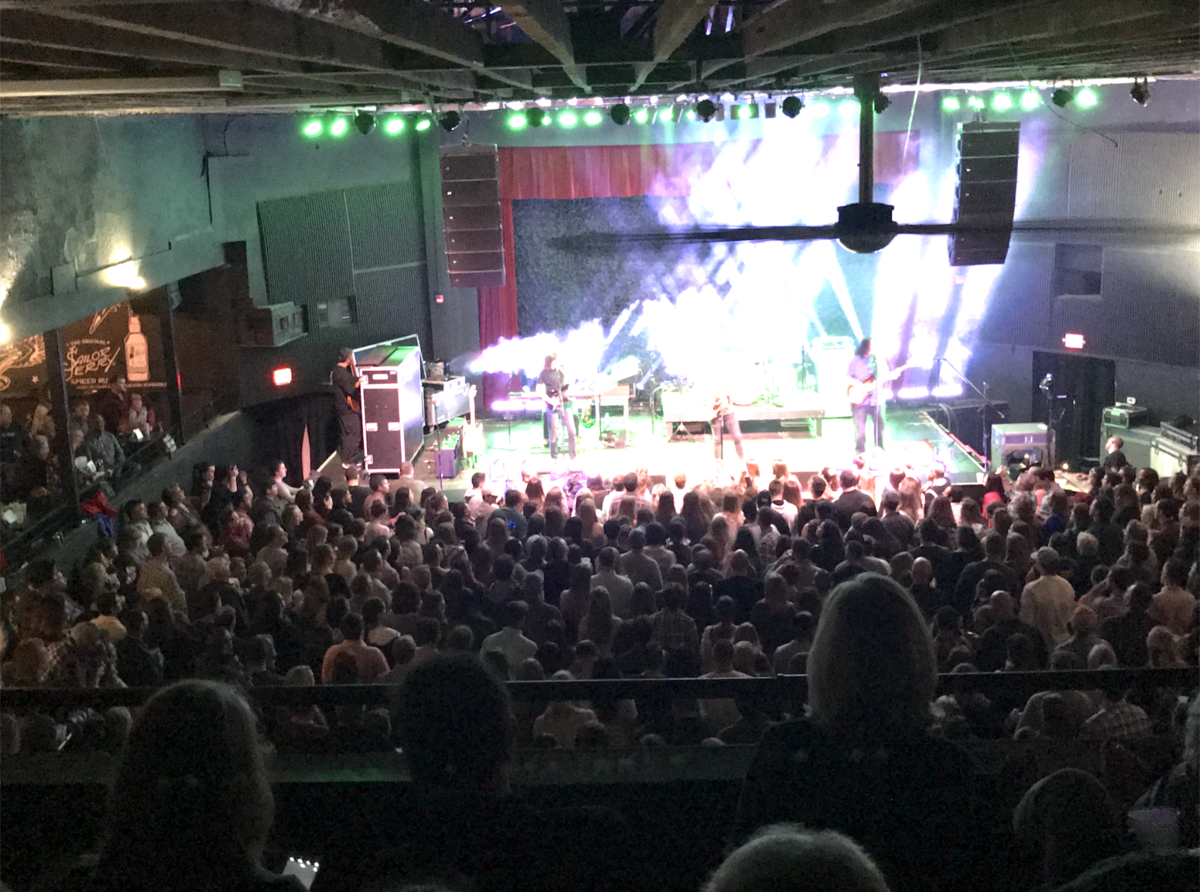 The view of Neighborhood Theatre’s stage from the balcony at a Phillip Phillips concert in 2018.