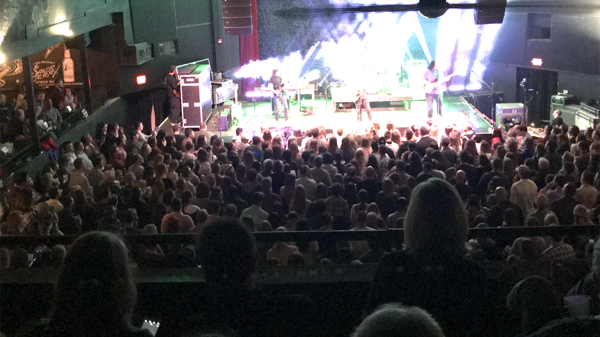 The view of Neighborhood Theatre’s stage from the balcony at a Phillip Phillips concert in 2018.