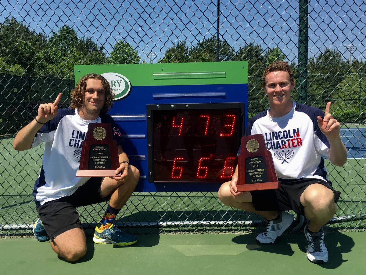 Lincoln Charter's doubles team of Parker Powell and Jackson Law won the NCHSAA state tennis title Saturday