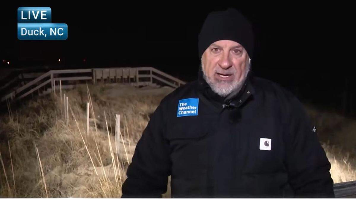 The Weather Channel “prophet of doom” Jim Cantore appeared in North Carolina for the weekend’s big snow storm and the expected hurricane-force winds at the coast.