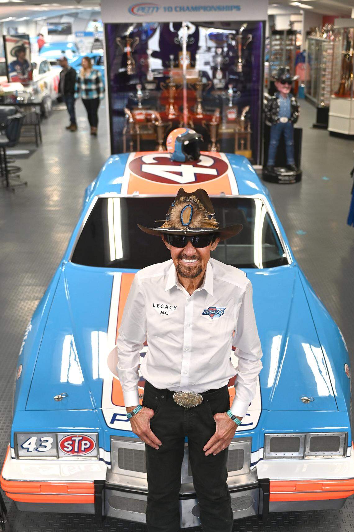 Former NASCAR driver and Hall of Fame member Richard Petty poses inside The Richard Petty Museum in Level Cross, NC on Monday, January 29, 2024. Petty nicknamed “The King,” was the first driver to win the championship 7 times while recording 200 racing wins.