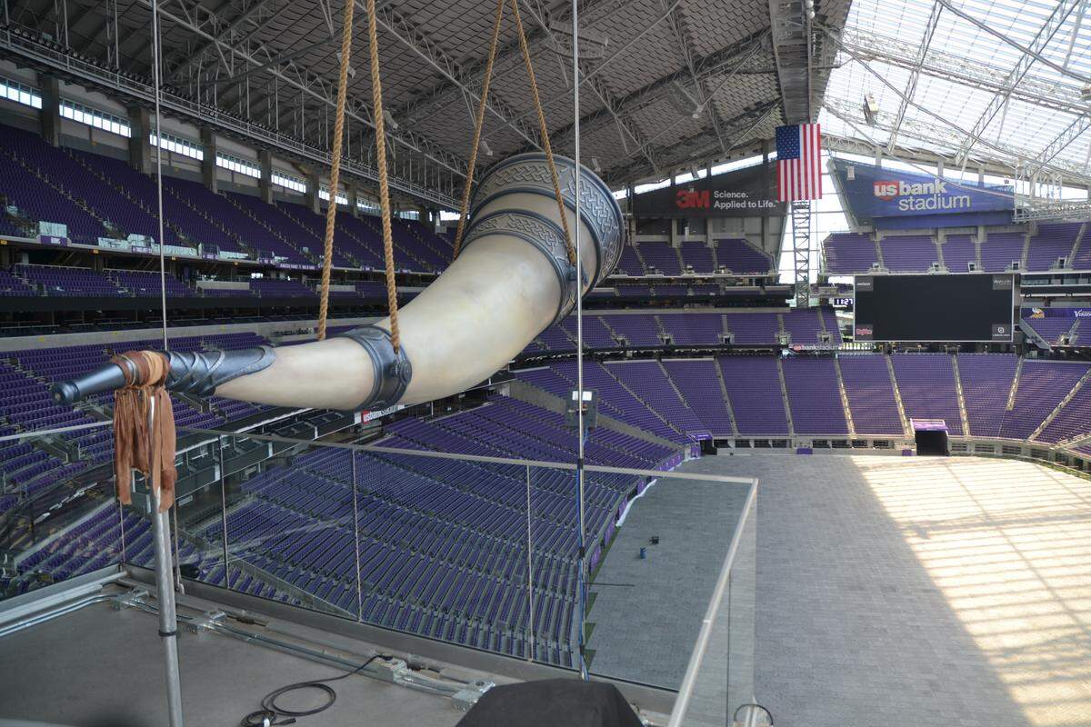 A focal point of U.S. Bank Stadium is a Gjallarhorn that's blown before each game.