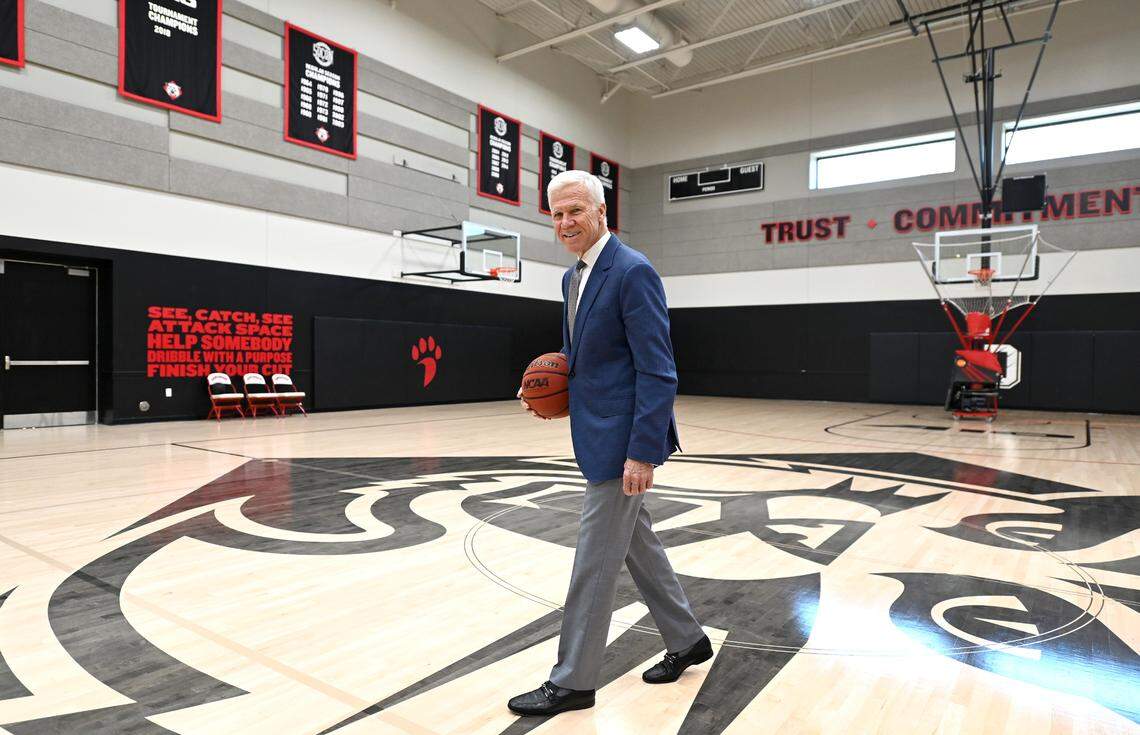 Davidson College head basketball coach Bob McKillop is retiring after 33 seasons. McKillop made the announcement on Friday, June 17, 2022 at Davidson College. This photograph was taken May 31, 2022, at the Wildcats’ practice court.
