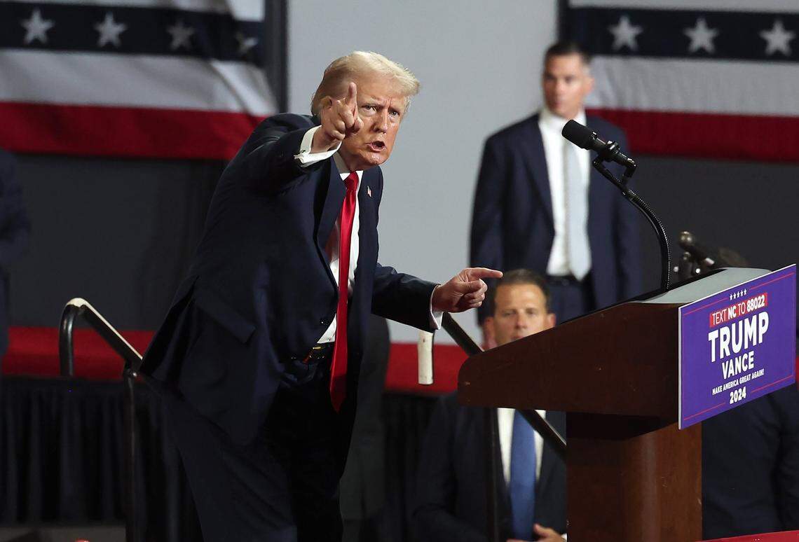 Former President Donald Trump speaks about how the supporters stayed in place during the assassination attempt in Butler, PA.