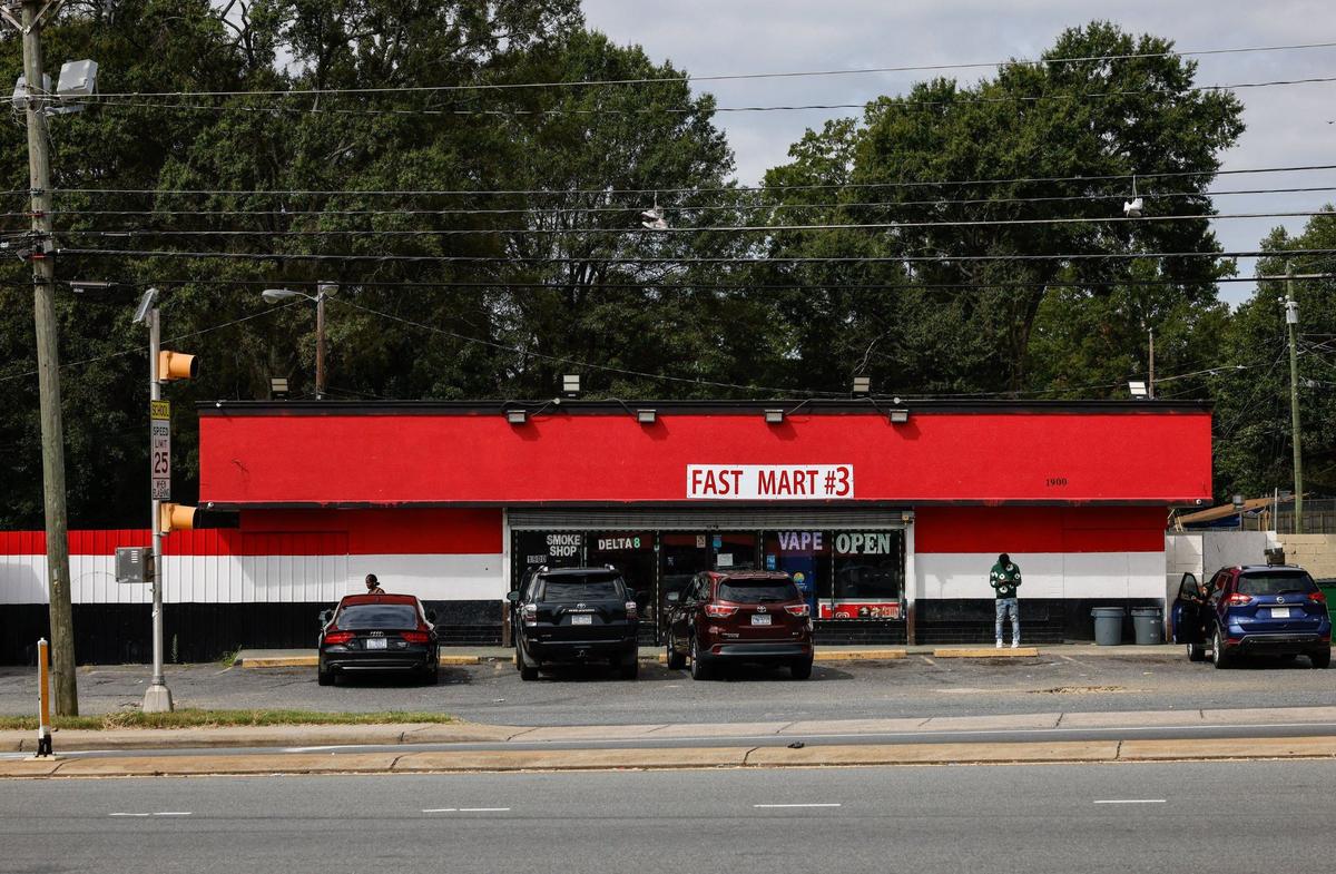People are often loitering outside Fast Mart #3 on Milton Road in east Charlotte, shown here on Wednesday, Sept. 4, 2024.
