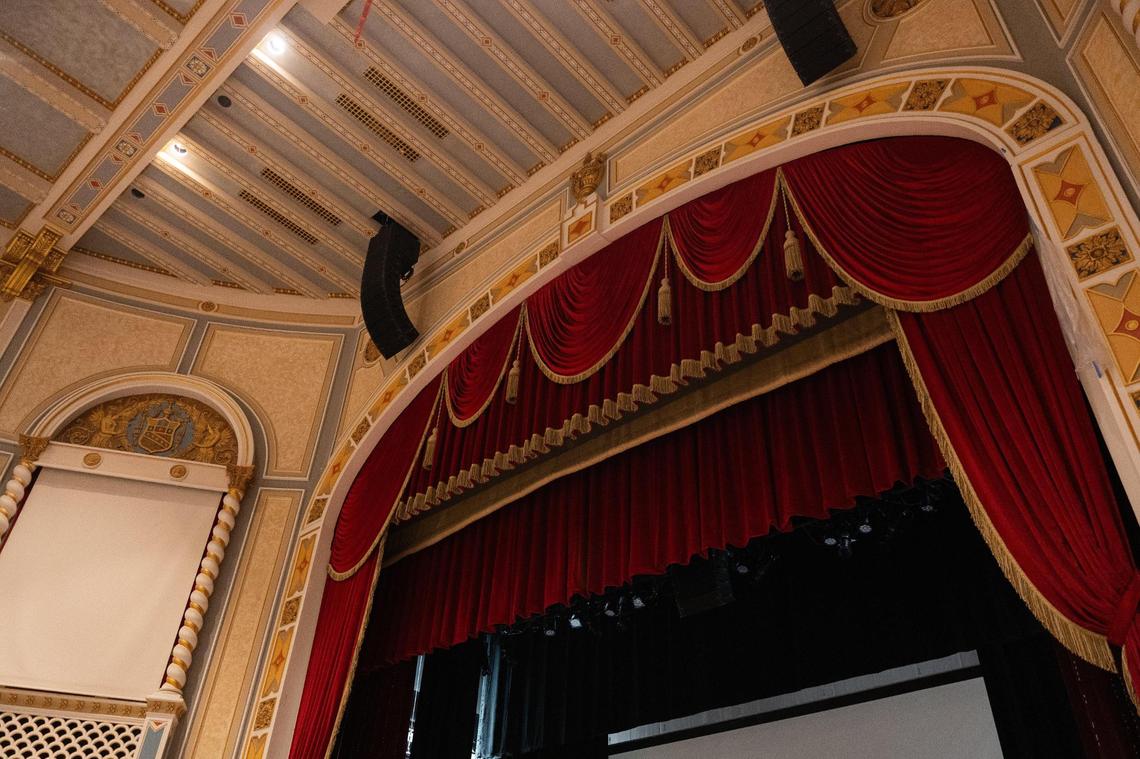 The ornate stage curtain is ready for visitors in the newly renovated and restored Carolina Theatre. The space closed in 1978.