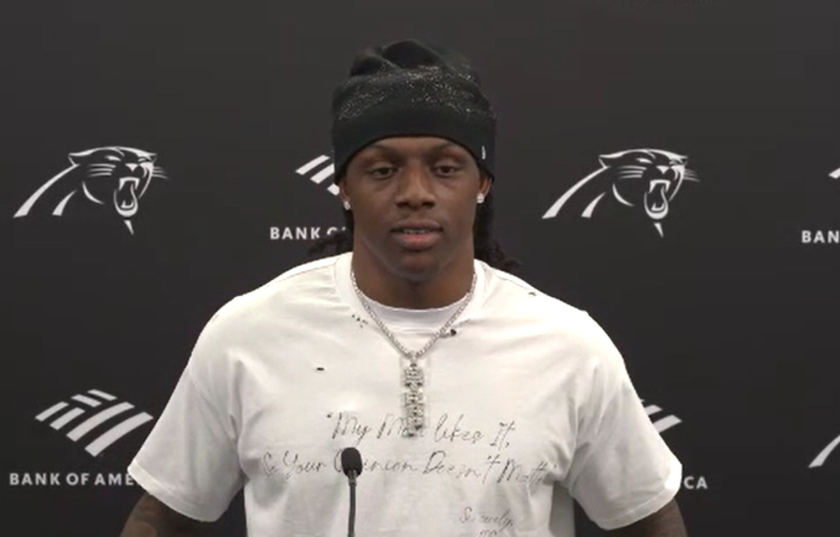 Carolina Panthers cornerback Jaycee Horn speaks with reporters on a ZOOM press conference on the day he signed his four-year, $100 million contract extension on Friday, March 14, 2025.