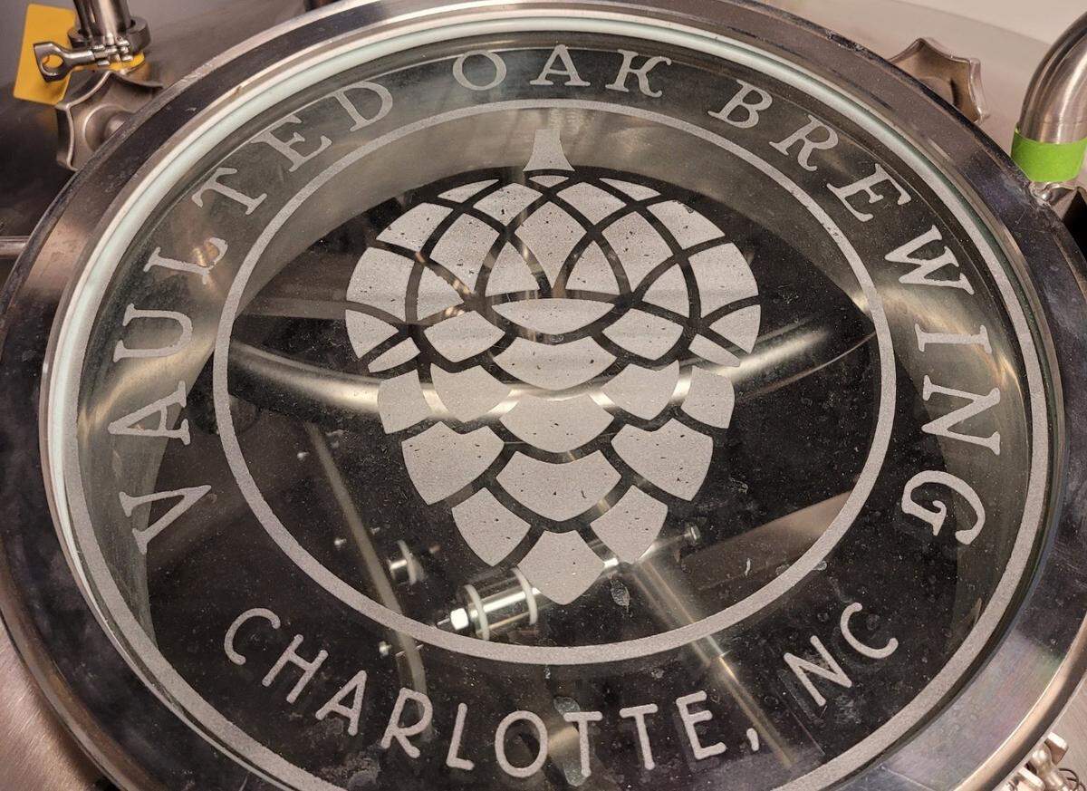 A brewing tank at Vaulted Oak Brewing.