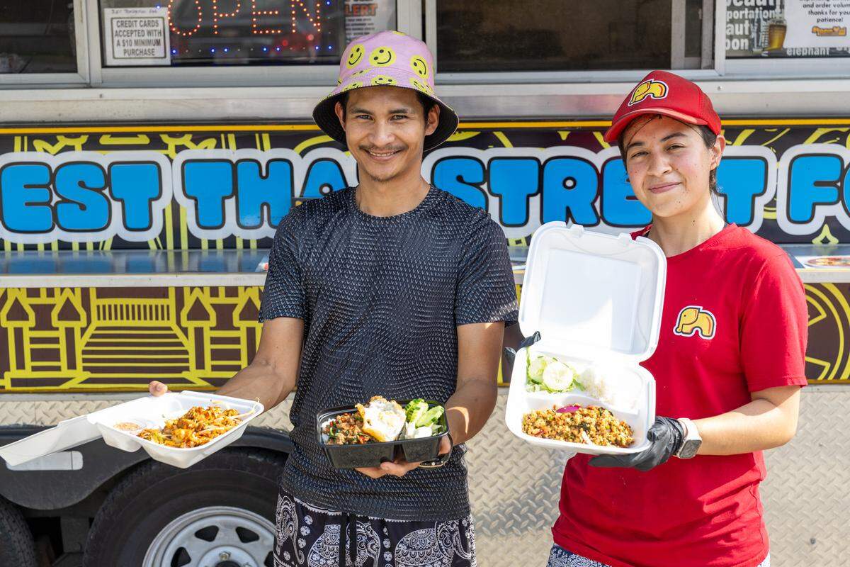 Noppon Kaewphat and Andrea Pena, owners of Noom Yai food truck.