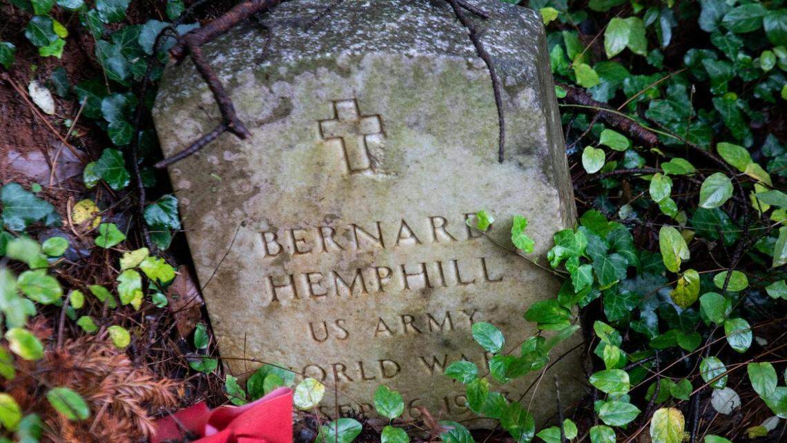A gravestone at Cedar Grove Cemetery in west Charlotte.