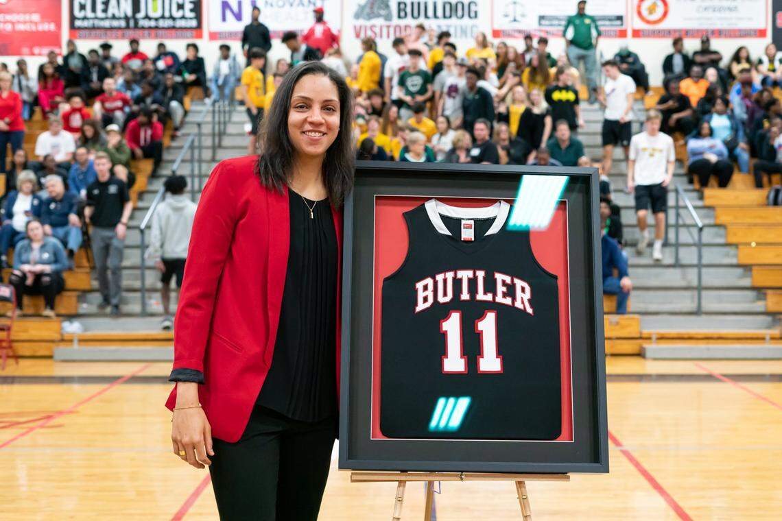Butler High School celebrates the retirement of Cierra Burdick's jersey.