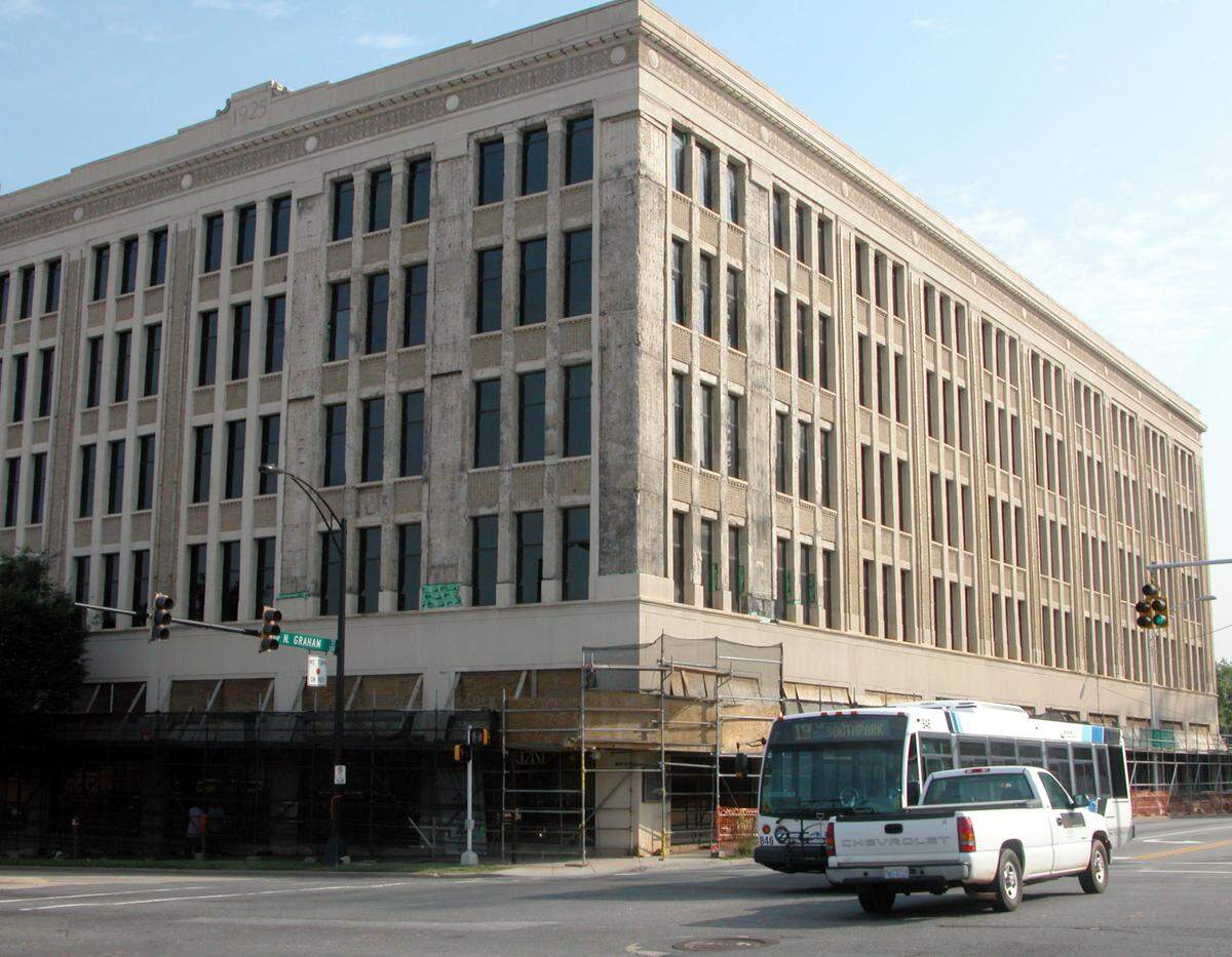 The James K. Polk building served as a state office building. Demolition began in 2019. A 15-story apartment tower took its place.