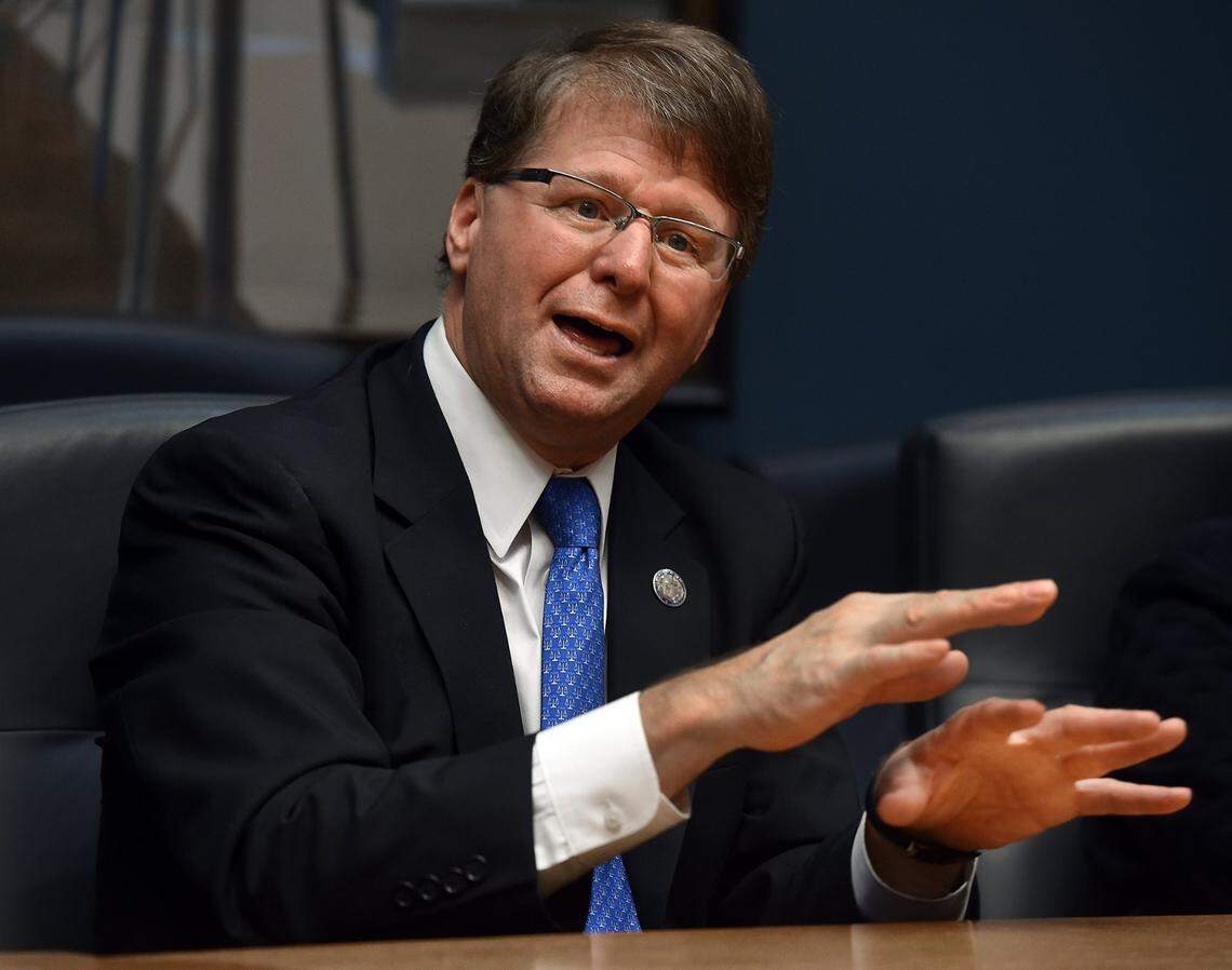 Mark Martin, shown in September 2015 when he was chief justice of the North Carolina Supreme Court, reportedly served as an informal legal adviser to Donald Trump during the now-former president’s two-month fight to remain in office. Martin’s critics say the former justice should be investigated and disciplined for his role in promulgating the baseless notion that Trump was cheated out of a win.