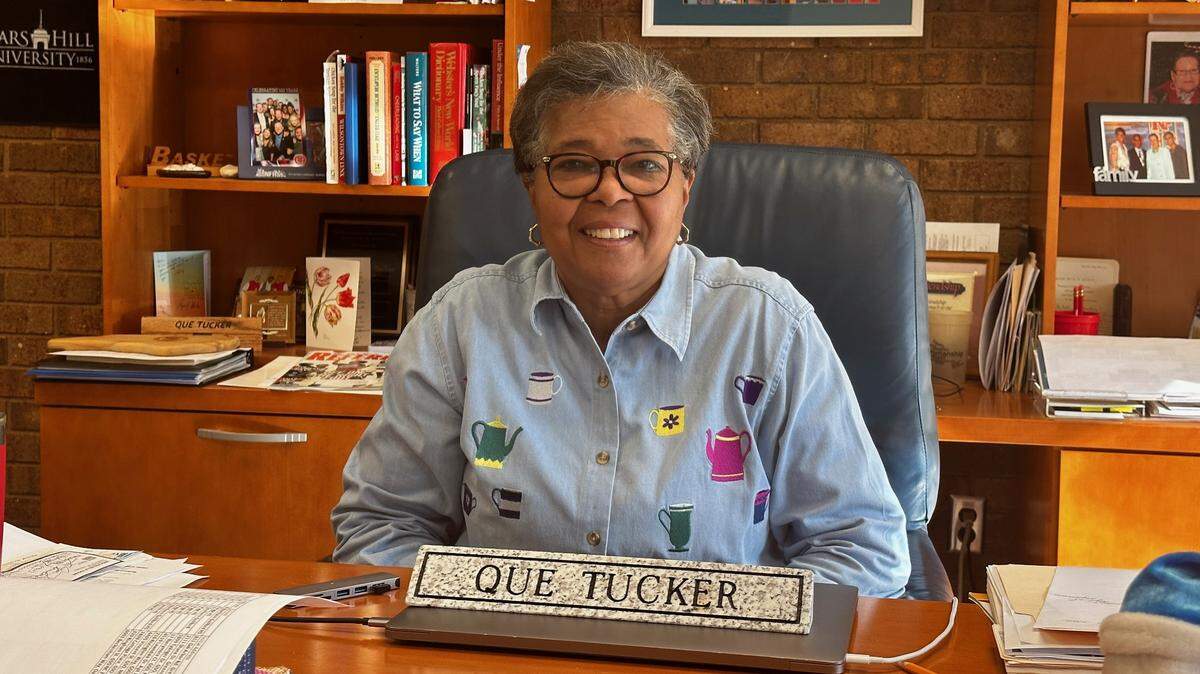 NCHSAA commissioner Que Tucker photographed in her office in Chapel Hill