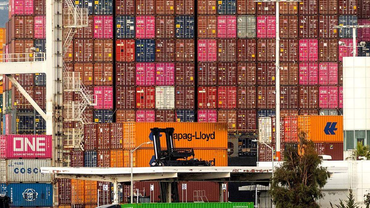 Shipping containers are stacked and waiting at the Port of Oakland on Oct. 19, 2021 in Oakland, Calif. Supply chain issues and delays are hurting smaller businesses and causing consumers to face higher prices this holiday season.