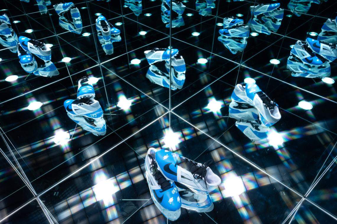 The Carolina Panthers showcase LT Ickey Ekwonu’s cleats for the “My Cause, My Cleats” initiative.