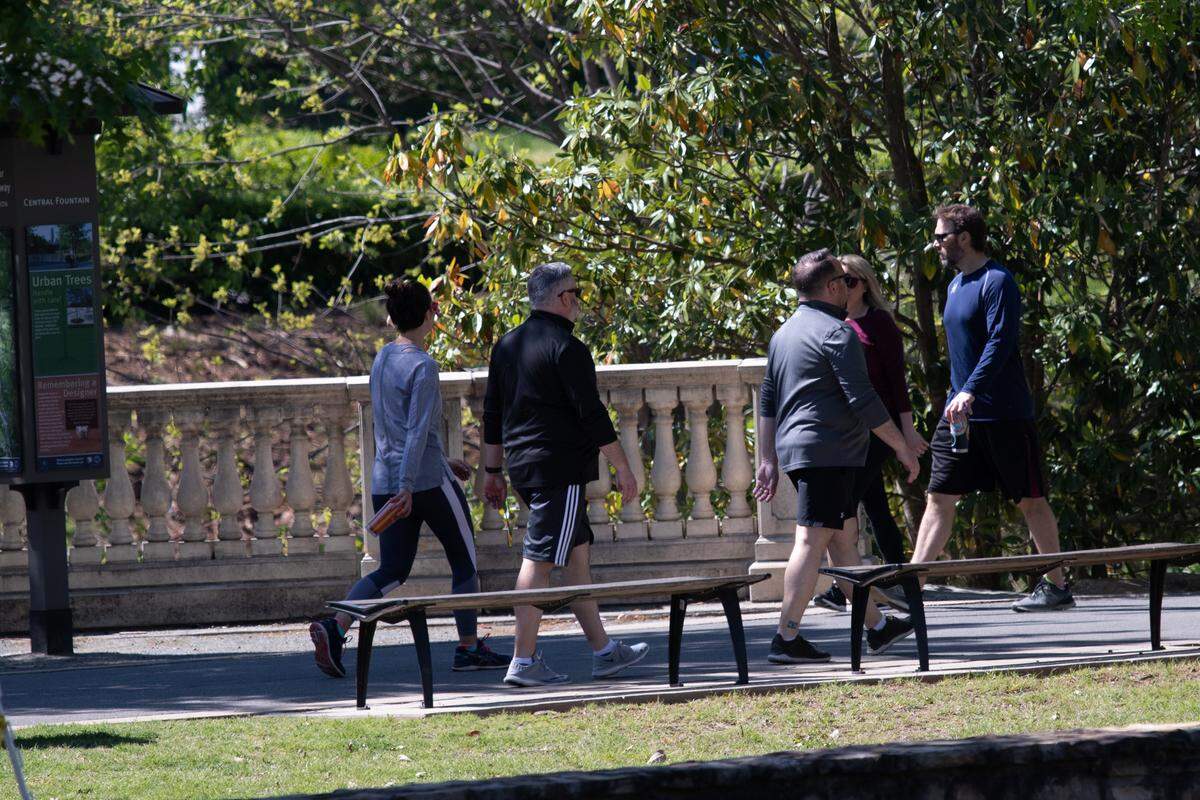 Little Sugar Creek Greenway visitors on April 11, 2020.