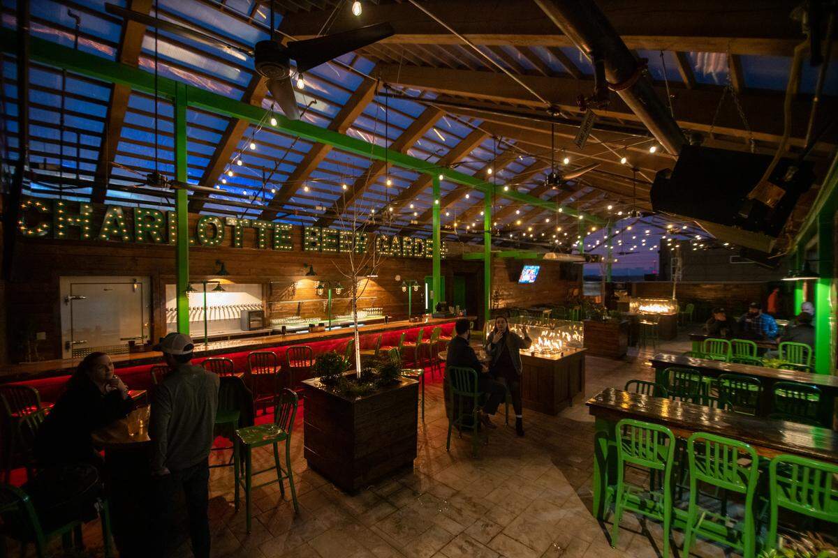 The Charlotte Beer Garden has three levels with multiple bars.