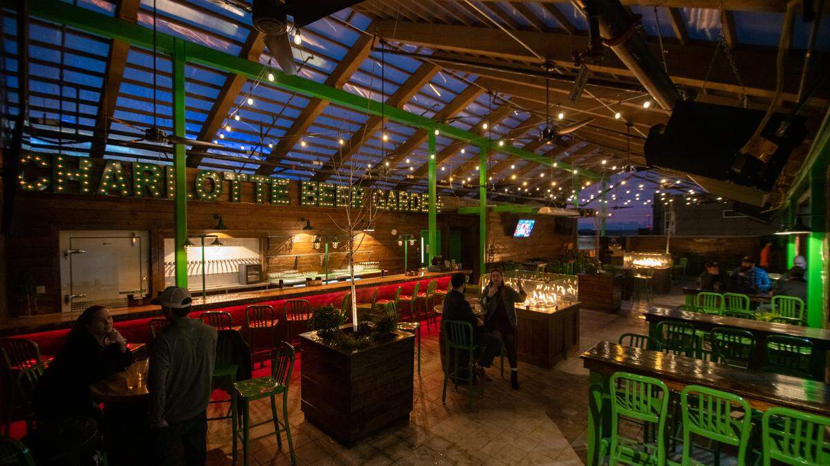 The Charlotte Beer Garden has three levels with multiple bars.