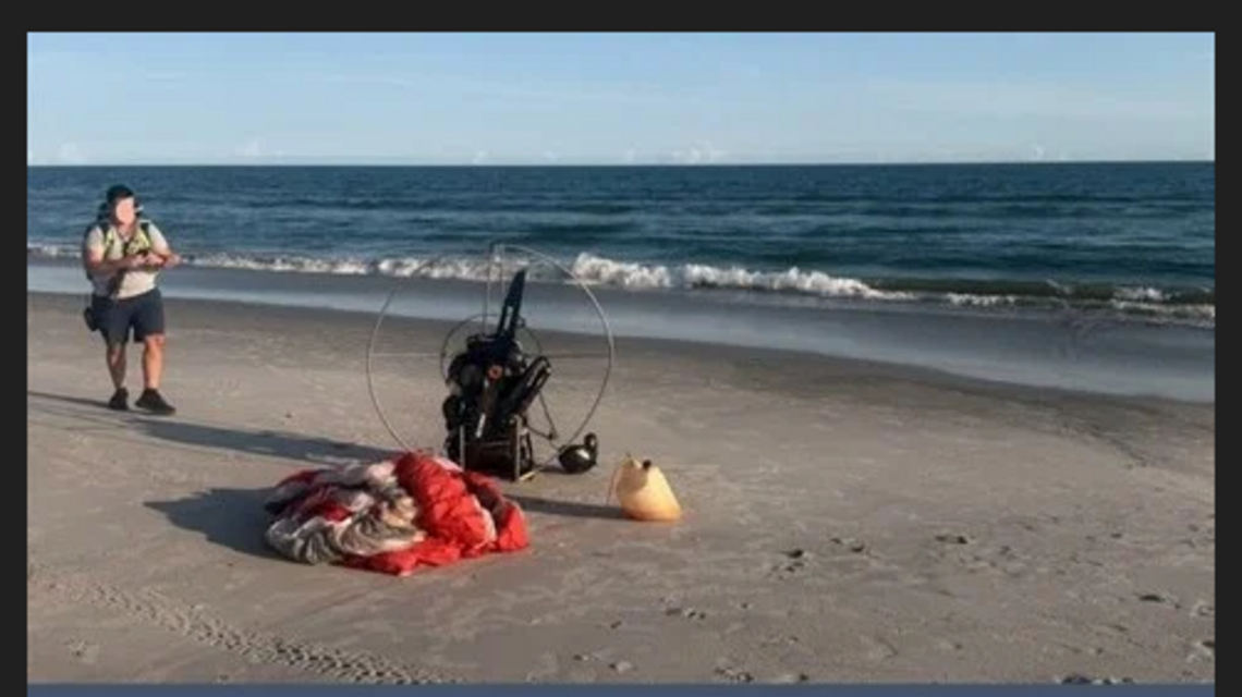 Paramotor makes emergency landing in ocean off North Carolina. Pilot recovered