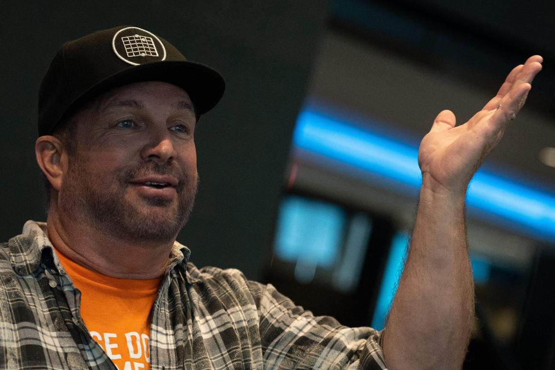 Garth Brooks holds a press conference in advance of his concert at the Bank of America Stadium on Friday, July 15, 2022.