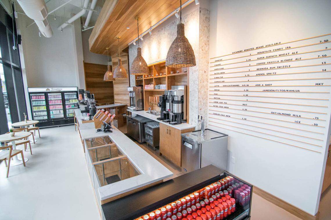 The coffee bar inside Sycamore Brewery at 2151 Hawkins St.
