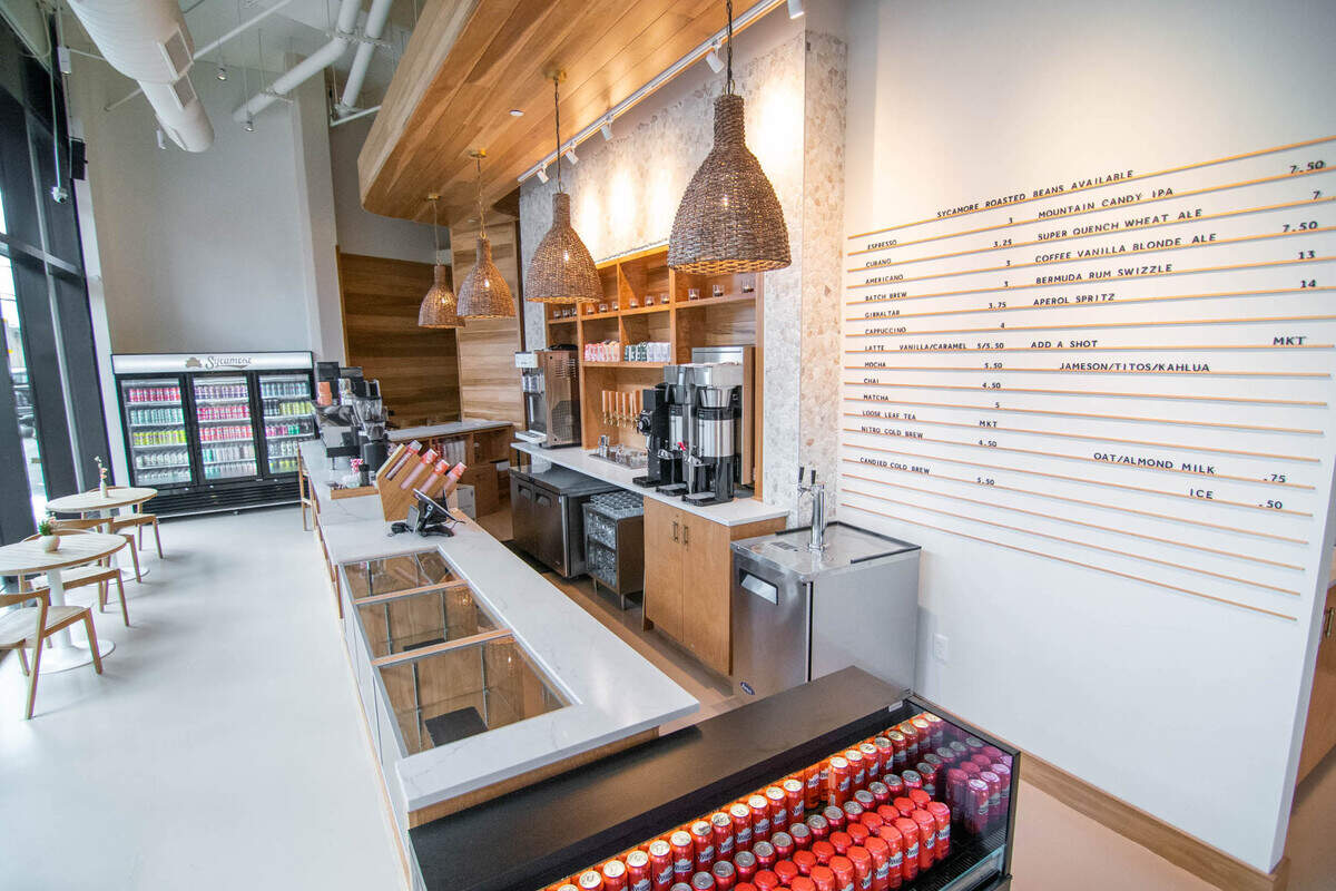 The coffee bar inside Sycamore Brewery at 2151 Hawkins St.