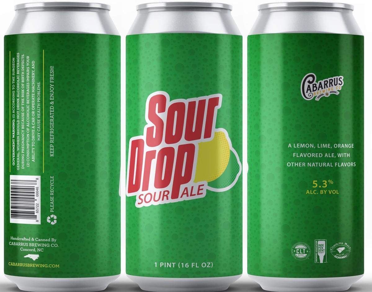 Cabarrus Brewing’s Sour Drop Sour Ale cans.