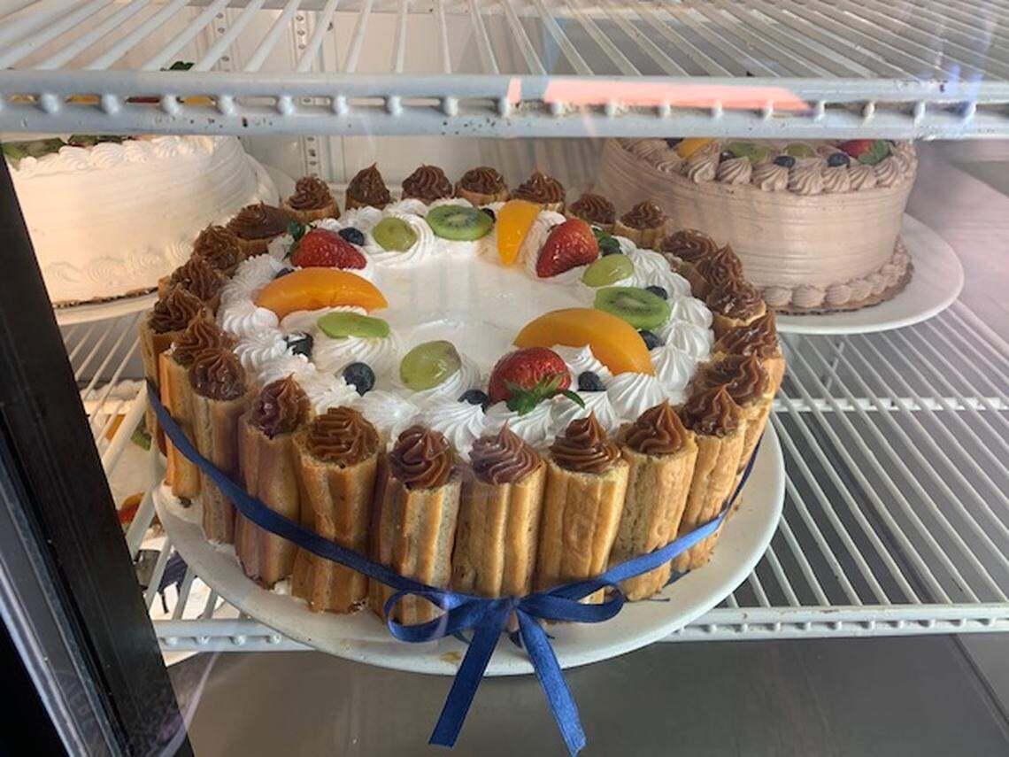 The caramel churros cake at Manolo’s.