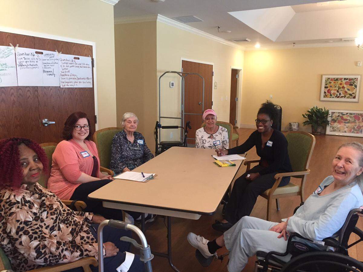 Three Bone Theatre, which pairs up with community partners, held a listening session with one of the groups for a production of “The Actress” in 2017.