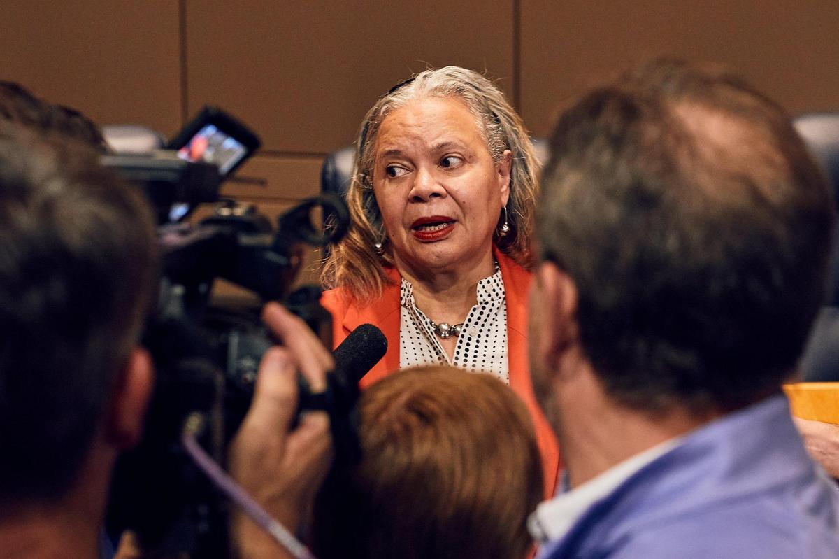 Mayor Vi Lyles speaks during a news conference last week.