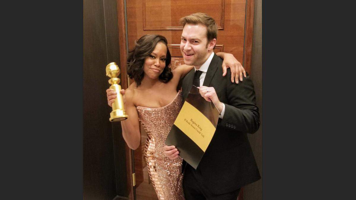 Regina King and Mike Liotta after her winning Best Supporting Actress at the 76th Golden Globe Awards, Jan 6.