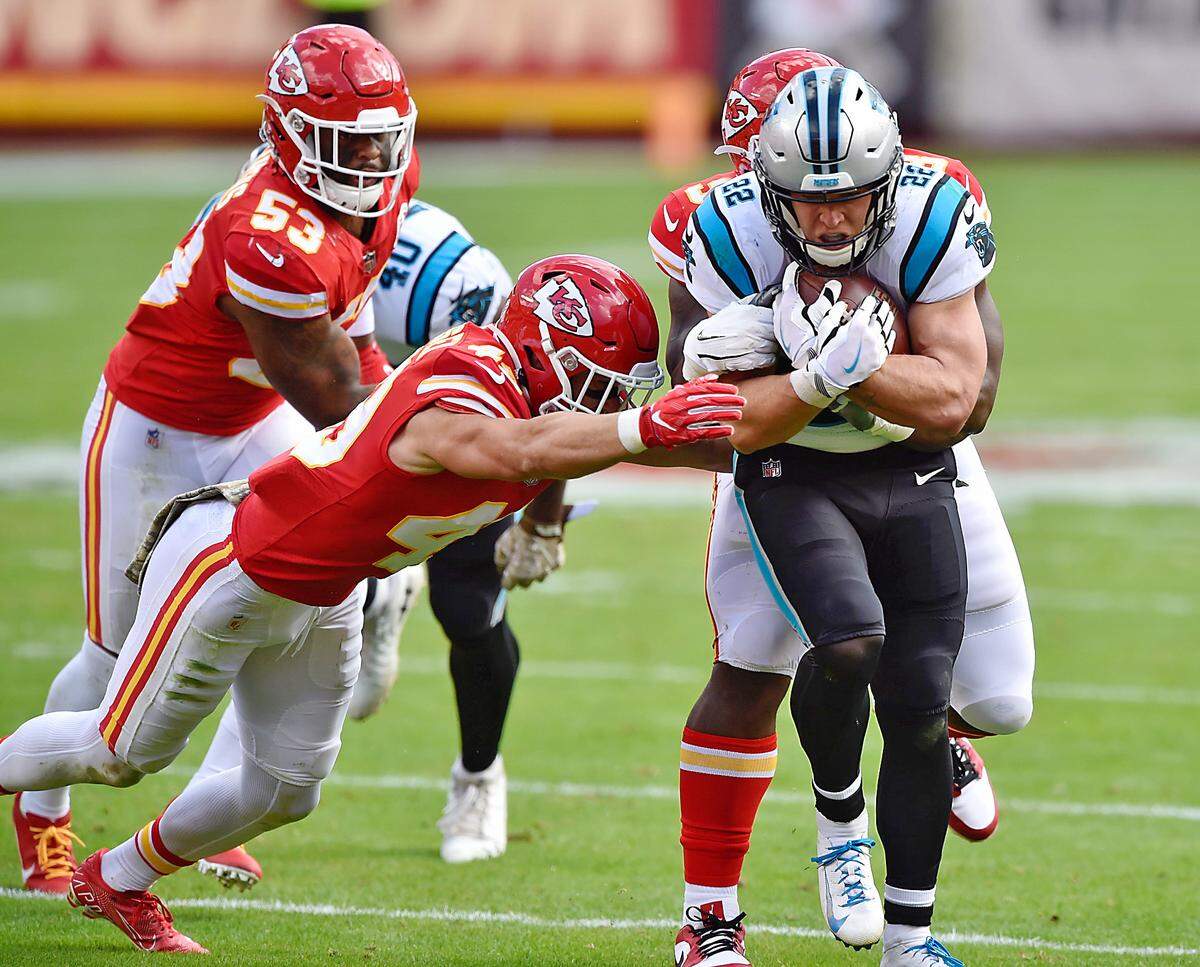 Carolina Panthers running back Christian McCaffrey last played on Nov. 8, 2020, against Kansas City. He scored two TDs and had 151 total yards in Carolina’s 33-31 loss.