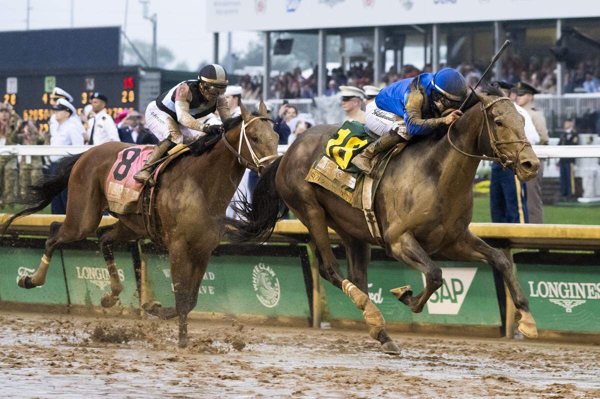 Sovereignty with Junior Alvarado wins the Kentucky Derby (G1) at Churchill Downs in Louisville, KY on May 3, 2025. American Airlines is offering flights between Charlotte Douglas International Airport and Louisville.