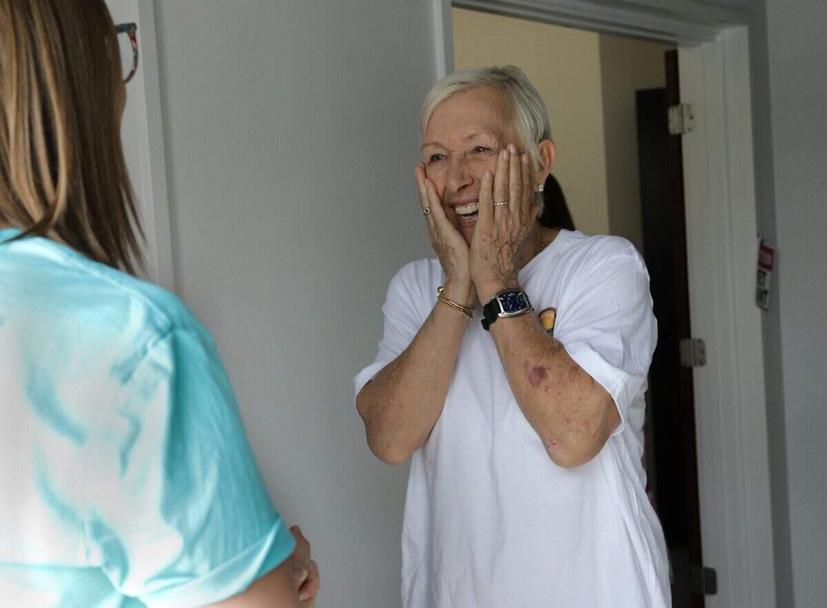 Tennis great Martina Navratilova, a new minority owner of the Carolina Ascent FC, is in town for a promotional event with the team at Dress for Success Charlotte in Charlotte, NC, on Saturday, Sep. 27, 2025. Navratilova speaks with Dress for Success Charlotte Executive Director Dr. Emily Wheeler, left. Jennifer Podis/For the Observer