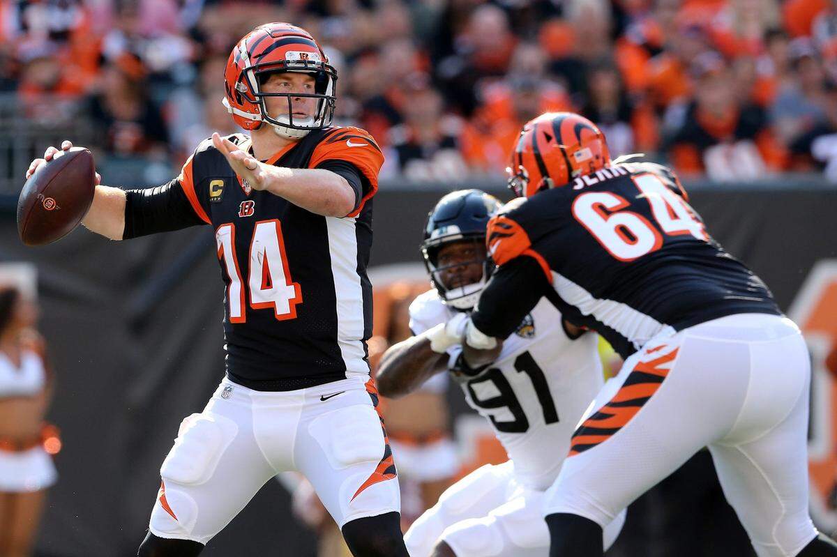 Andy Dalton has the best career passer rating (87.5) by a QB with at last 20 starts for the Bengals, eclipsing Carson Palmer.  Kareem Elgazzar/The EnquirerCincinnati Bengals quarterback Andy Dalton (14) drops back to throw in the third quarter during a Week 7 NFL football game against the Jacksonville Jaguars, Sunday, Oct. 20, 2019, at Paul Brown Stadium in Cincinnati. Jacksonville Jaguars won 27-17.