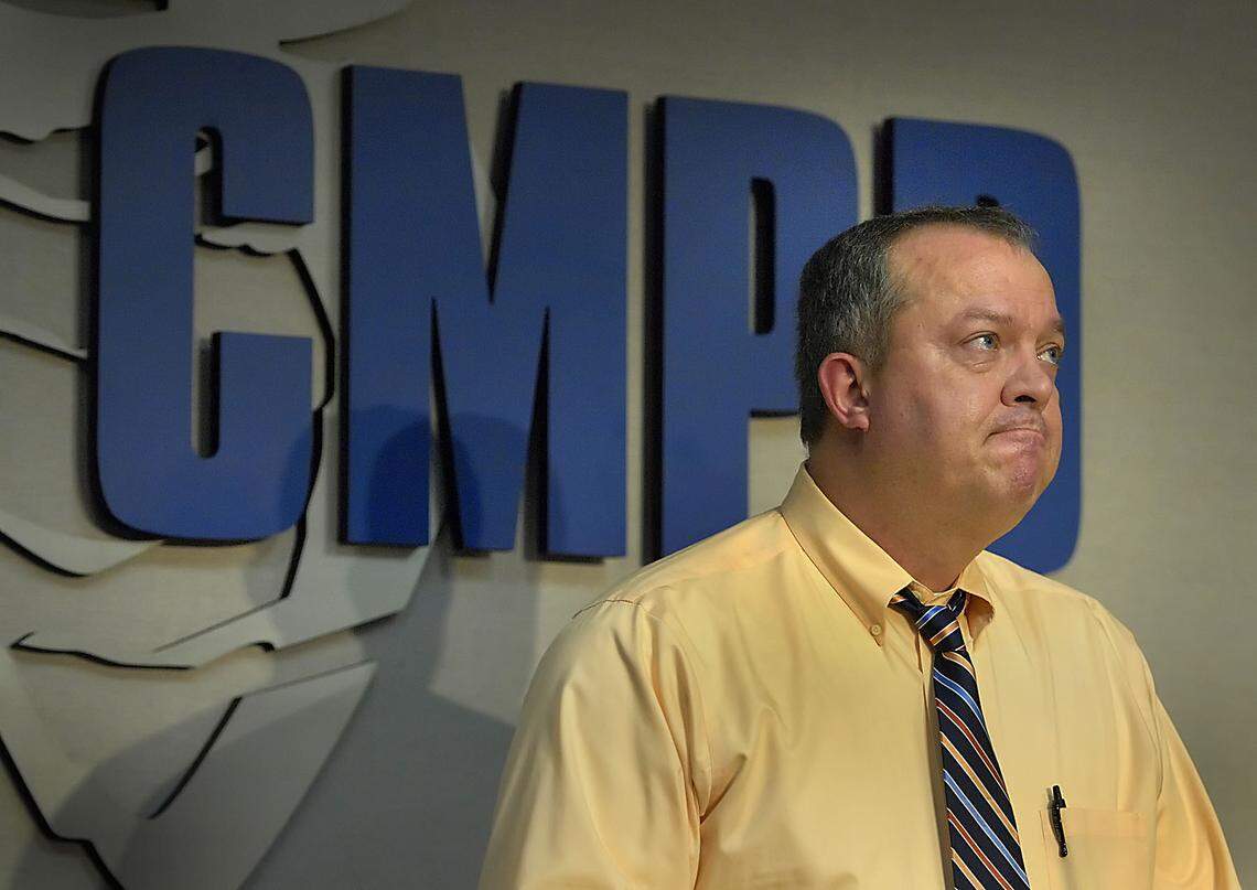 1/8/2010 Charlotte-Mecklenburg Police Sgt. Darrell Price pauses during a press conference at police headquarters in uptown Charlotte Friday. CMPD has identified more incidents in the case related to a former officer accused sexually assaulting women. TODD SUMLIN - tsumlin@charlotteobserver.com