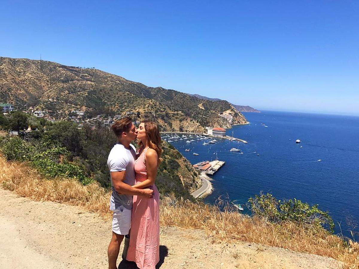 Sam Mikulak and Mia Atkins on Catalina Island in May 2017.